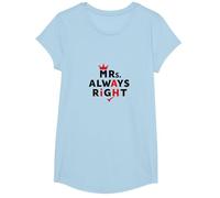 Wifey Mrs. Always Right Citation drôle de Mariage T-Shirt, Fille, Bleu Céleste, L