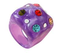 Wiffe Bague ronde moderne en résine avec strass étincelants - Accessoire de doigt idéal pour un usage quotidien et des occasions spéciales - Alliance unique, One Size, Comme décrit, Comme décrit.