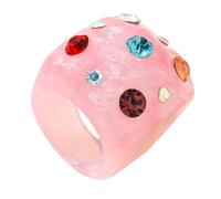 Wiffe Bague ronde moderne en résine avec strass étincelants - Accessoire de doigt idéal pour un usage quotidien et des occasions spéciales - Alliance unique, One Size, Comme décrit, Comme décrit.
