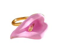 Wiffe Bijoux de fleurs ton sur ton avec coupe ouverte réglable, accent avec revêtement brillant pour les tenues quotidiennes, petit attrayant, bijoux de fleurs, accessoire de doigt réglable, coupe de