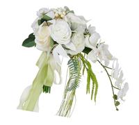 Wiffe Bouquet de Mariage élégant en Fausses Fleurs, Ensembles de Fleurs artificielles Blanches Portables pour la célébration et Les ambiances de la Maison, Accent de décoration d ' intérieur