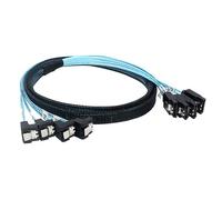 Wiffe Câble de données SAS4.0 flexible 4 voies pour disque dur hôte, 50 cm | Transmission de données rapide 24 Gbit/s pour disque dur hôte serveur, plusieurs couches de blindage