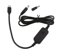 Wiffe Câble USB C 5, 5x2, 5 mm 3A à tensions réglables, 4.0x1.7mm | Affichage des tensions de sortie avec USB C Type C flexible pour lumière, modems, caméra, moniteurs LCD et DVR de