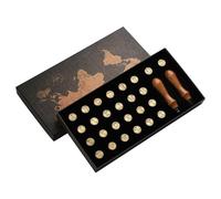 Wiffe Coffret de tampons de Sceau de Cire, 26 Lettres, tampons de Cire à cacheter avec 2 poignées en Bois, Kits de tampons pour Cartes, enveloppes, Kits de sceaux en Laiton