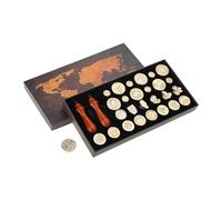 Wiffe Coffret de tampons de Sceau de Cire, 26 Lettres, tampons de Cire à cacheter avec 2 poignées en Bois, Kits de tampons pour Cartes, enveloppes, Kits de sceaux en Laiton