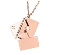 Wiffe Collier avec pendentif à message caché secret pour la Saint-Valentin, en acier inoxydable, peut ouvrir le cadre photo, enveloppe, collier, cadre photo, enveloppe pour