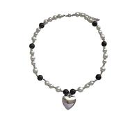 Wiffe Collier avec pendentif pour femmes et filles, chaîne de perles simples, Hip Hop, cœur 3D, chaîne de pull, ras du cou, bijoux de déclaration,