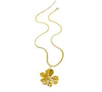 Wiffe Collier chaîne serpent plaqué or sophistiqué avec un grand pendentif fleur pour femmes, modèles imperméables, grand pendentif fleur