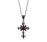 Wiffe Collier de chaîne de clavicule en forme de croix en Zircon rouge de rue européenne et américaine filles lumière de femmes collier chaîne de clavicule en Zircon rouge en forme de croix