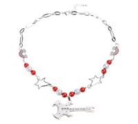 Wiffe Collier de charme de guitare de déclaration, arc-en-ciel | Collier pendentif guitare Punk Cool, bijoux Hip Hop Y2K ras du cou, collier guitare musicale, ornement de fête