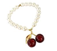 Wiffe Collier délicat sur le thème des cerises avec perles - Accessoire idéal pour les filles et ceux qui aiment les adorables accessoires de tous les jours, One Size, Comme décrit, Comme décrit.