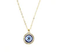 Wiffe Collier diamant pour mauvais œil pour femmes et hommes, chaîne bleue turque dorée/argentée pour mauvais œil, pour protéger, bleu pour la protection