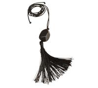 Wiffe Collier en cordon ciré avec pendentif en perles de résine noire et détails de franges dynamiques, adapté à diverses occasions, collier tendance pour
