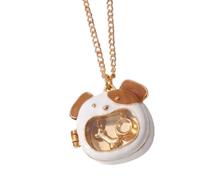 Wiffe Collier médaillon à charnière en forme d ' animal ludique, pendentif en cuivre doré, breloque pour tenue quotidienne, occasions décontractées et accessoires