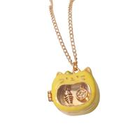 Wiffe Collier médaillon à charnière en forme d ' animal ludique, pendentif en cuivre doré, breloque pour tenue quotidienne, occasions décontractées et accessoires