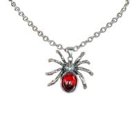 Wiffe Collier pendentif araignée en rouge, chaînes Punk Rock en argent, colliers pour hommes et femmes, bijoux Hip Hop à la mode, collier pendentif araignée d ' halloween