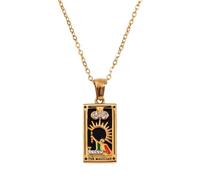 Wiffe Collier pendentif carte de tarot avec symboles zodiacaux de | Chaîne à pendentif légère et étanche en acier inoxydable, pour un Look élégant quotidien, de bonne chance