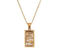 Wiffe Collier pendentif carte de tarot avec symboles zodiacaux de | Chaîne à pendentif légère et étanche en acier inoxydable, pour un Look élégant quotidien, de bonne chance