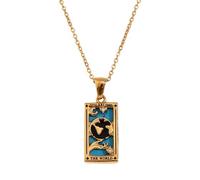 Wiffe Collier pendentif carte de tarot avec symboles zodiacaux de | Chaîne à pendentif légère et étanche en acier inoxydable, pour un Look élégant quotidien, de bonne chance