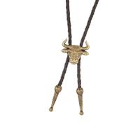 Wiffe Cravate tressée unisexe, berger, avec pendentif en métal réglable et sangle en PU Flexible, collier pendentif de mode occidentale