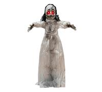 Wiffe Eerie Halloween Girl Display with Animated Steps | Réponse activée par le son, yeux rouges brillants, décoration de fête de 89,9 cm pour les installations saisonnières