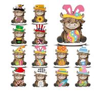 Wiffe Ensemble de décoration d ' Animaux en Bois de Vacances, pièces saisonnières modifiables pour étagère de Table, décoration de cheminée, Affichage d ' Accent, Ornement en Bois saisonnier