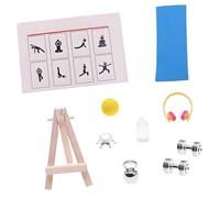 Wiffe Équipement de Gymnase Miniature avec haltère Kettlebell, Accessoire modèle pour Maison de poupée, Accessoires de Paysage, Miniatures de Fitness à Collectionner