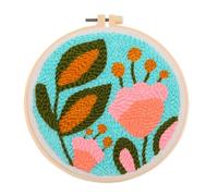 Wiffe L ' ensemble de broderie à l ' aiguille de poinçonnage comprend des instructions, un cerceau en tissu à broder à motifs de fleurs et une aiguille pour débutant