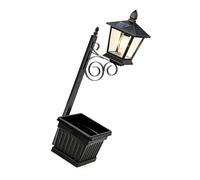 Wiffe Lampe solaire de jardin avec jardinière intégrée pour entrée, B | Construction en fer antirouille avec éclairage automatique de nuit pour éclairage de porche, cour et paysage