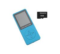 Wiffe Lecteur de musique portable avec espace de rangement extensible Bleu 64 Go