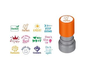 Wiffe Lot de 12 tampons pour le dos - C | Lot de 12 tampons éducatifs pour enfants avec commentaires positifs pour les enseignants et les tuteurs pendant la période