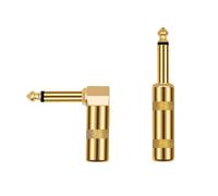 Wiffe Lot de 2 bouchons mâles à souder 1/4" pour son, coude et droit | Connecteurs 1/4" pour terminaison de câble sonore d'instrument, application professionnelle, tête droite