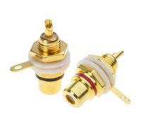 Wiffe Lot de 2 connecteurs en cuivre avec connecteurs plaqués or | Ensemble rouge et noir, adaptateur de montage sur panneau, adapté pour home cinéma et équipement, appareils audio