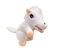 Wiffe Marionnette à Main en Peluche de Dessin animé avec Bouche, White | Jouet en peluche cheval de dessin animé, bouche Flexible, jeu de rôle créatif, d ' anniversaire et de noël,