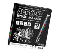 Wiffe Marqueur acrylique liquide blanc/avec pointe de brosse douce, pour peinture artistique sur papier, bois, verre, pointe de brosse, 12 pièces