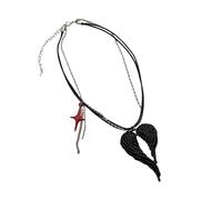 Wiffe Option parfaite Collier pendentif coeur aile noire bijoux de cou pour des occasions spéciales symbolisant l ' amour et le rêve chaîne de cou pendentif