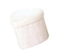 Wiffe Pouf Coeur Compact, Tabouret de Rangement texturé Doux, White | Repose-pieds de siège rembourré doux, pour chambre à coucher, entrée, salon, décor d ' angle, rangement dissimulé,