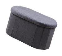 Wiffe Pouf de Rangement Couvert, Dark Gray | Siège repose-pieds ovale rembourré avec dessus rembourré doux pour les besoins d ' organisation des chambres