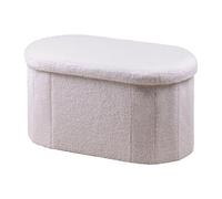 Wiffe Pouf de Rangement Couvert, White | Siège repose-pieds ovale rembourré avec dessus rembourré doux pour les besoins d ' organisation des chambres