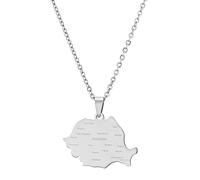Wiffe Roumanie carte drapeau pendentif collier pays clavicule chaîne ras du cou chaîne bijoux Roumanie symbole collier unique pays pendentif bijoux accessoires de mode en acier inoxydable
