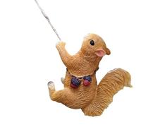 Wiffe Sculptures d'animaux en résine résistante aux intempéries - Crochet pour pots - Écureuil grimpant - Figurine de singe - Balcon - Décoration de jardin - Pièces d'art uniques en résine