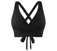 Wiffe Soutien-gorge tankini dos croisé, haut court, noir, XL