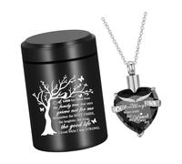 Wiffe Urne commémorative avec Pendentif en Forme de cœur, Black | Ensemble de conteneurs et de chaînes d ' urne compacte, pour souvenir de chien et de chat, étagère à la maison,