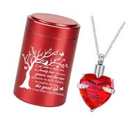 Wiffe Urne commémorative avec Pendentif en Forme de cœur, Red | Ensemble de conteneurs et de chaînes d ' urne compacte, pour souvenir de chien et de chat, étagère à la maison,