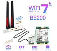 WiFi 7 pour BE200 carte réseau sans fil Bluetooth 5.4 WiFi BE200NGW NGFF adaptateur 802.11AX 2.4G/5G/6GHz pour Win10/11 PC Laptop BE200 Kit