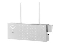 Wifi Box Hider - Wall Mount Internet Organizer for Electronics Network Outlet Guards | Carbon Steel Frame with Ventilated Design, Cable Management Storage, Space Saving Shelf for Living Room TV Deskto