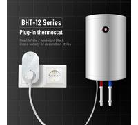 WiFi Digital Thermostat Outlet Plug 16A Outlet Tuya App Voice Control Socket Temperature Controller 5+1+1 Six Periods & Heating and Cooling Mode with Touch Button LED Screen for Fan Heater Radiator AC