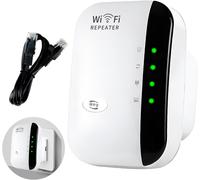 WiFi Extender, Wireless WiFi Signal Amplifier, Long Range Internet Range Amplifier, Up to 3000m2 with Built-in Antennas, Ethernet Port Compatible with Configuration to