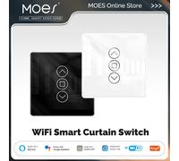 WiFi intelligent 2.5D Arc verre écran tactile rideau interrupteur pour stores roulants volets APP télécommande fonctionne avec Alexa Google Home black NO RF