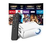 WiFi Mini Beamer, Mini Projector, WiFi Klein Beamer 1080P Unterstützt, Tragbarer Projektor, Heimkino Projektor mit Bildschirmspiegelung für Smartphone, Kompatibel mit TV Stick Tablet TV Box Games etc